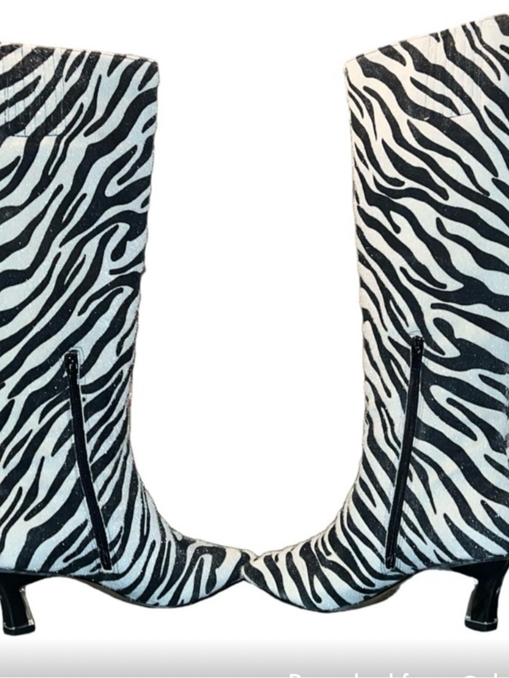 Katy Perry Collections Zebra Print Mid-Calf Boots in Black and White